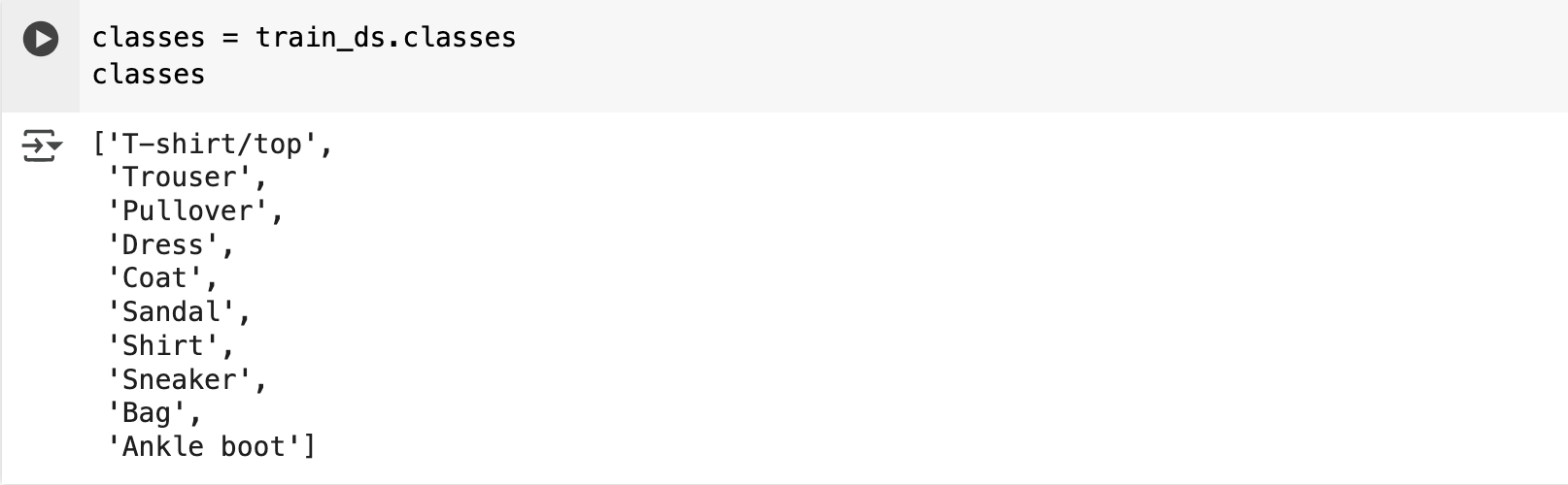 Fashion-MNIST class names visualization