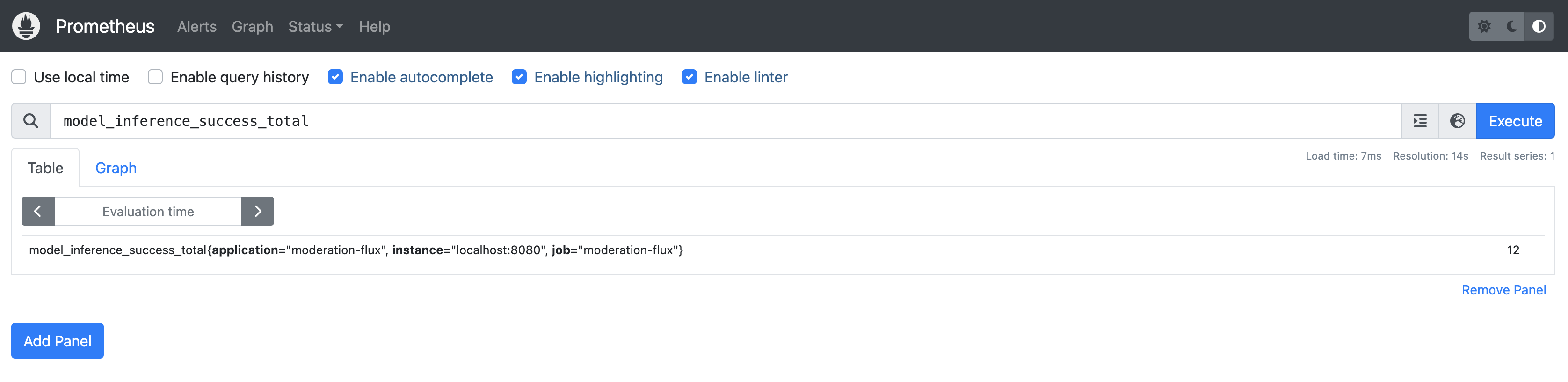 Spring WebFlux AI Moderation Service Prometheus endpoint Prometheus endpoint screenshot